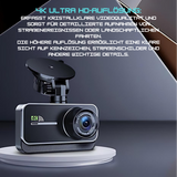 4K WLAN Dual Dashcam mit Ultra HD Auflösung - Vorne und Hinten Autokamera