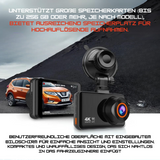 KQQ 4K WLAN Dashcam Vorne und Hinten - Ultra HD Autokamera mit Nachtsicht