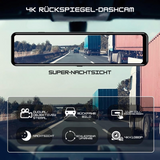 E-ACE 4K GPS WLAN Dashcam mit 12 Zoll Touchscreen und Nachtsicht