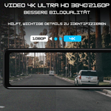 E-ACE 4K GPS WLAN Dashcam mit 12 Zoll Touchscreen und Nachtsicht