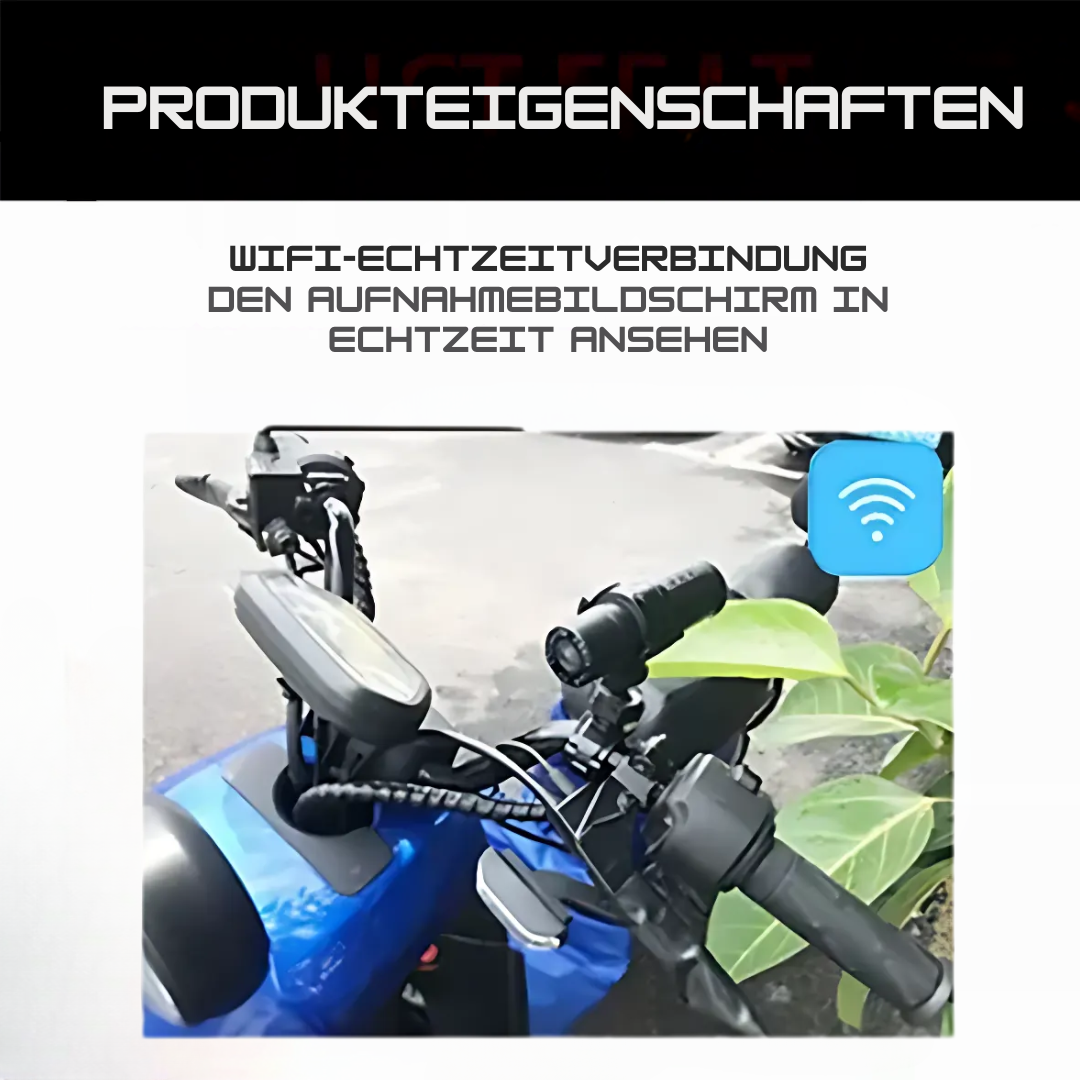 WiFi Motorrad Dashcam HD 1080P - Wasserdichte Fahrzeugkamera mit Nachtsicht